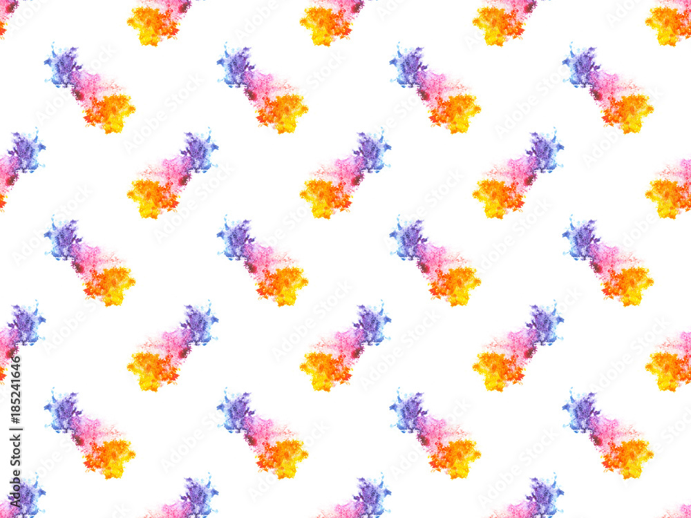 seamless pattern with colorful watercolor paint spots, isolated on white