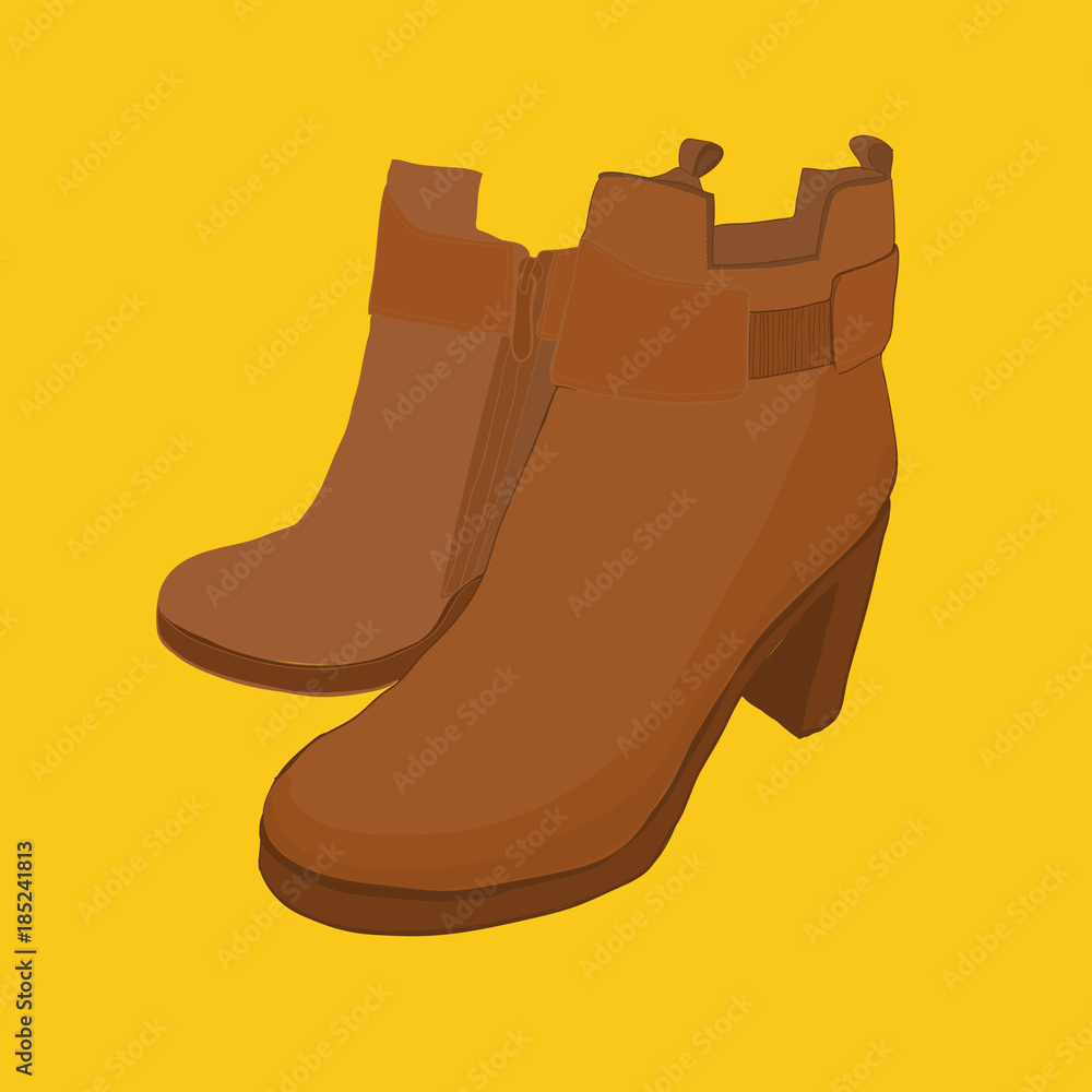 illustration of hand drawn colorful women Footwear in isometric style. Shoes Casual and sport style, gumshoes, boots for cold seasons. Design isolated object. illustration of hand drawn colorful women Footwear in isometric style. Shoes Casual and sport style, gumshoes, boots for cold seasons. Design isolated object.