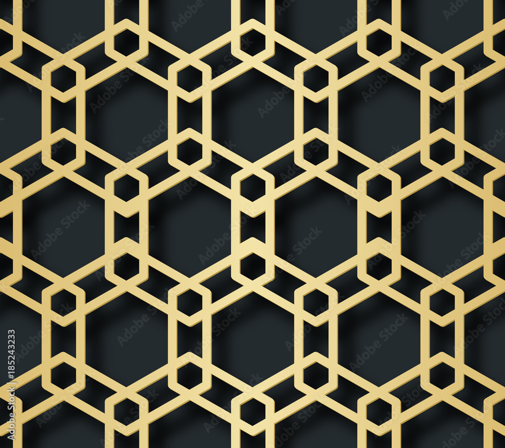 Fototapeta premium Arabic seamless pattern with 3D effect for the festive design of the brochure, website, print. Vector illustration