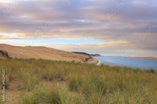 Morning colourful sky and view of la dune du Pyla 