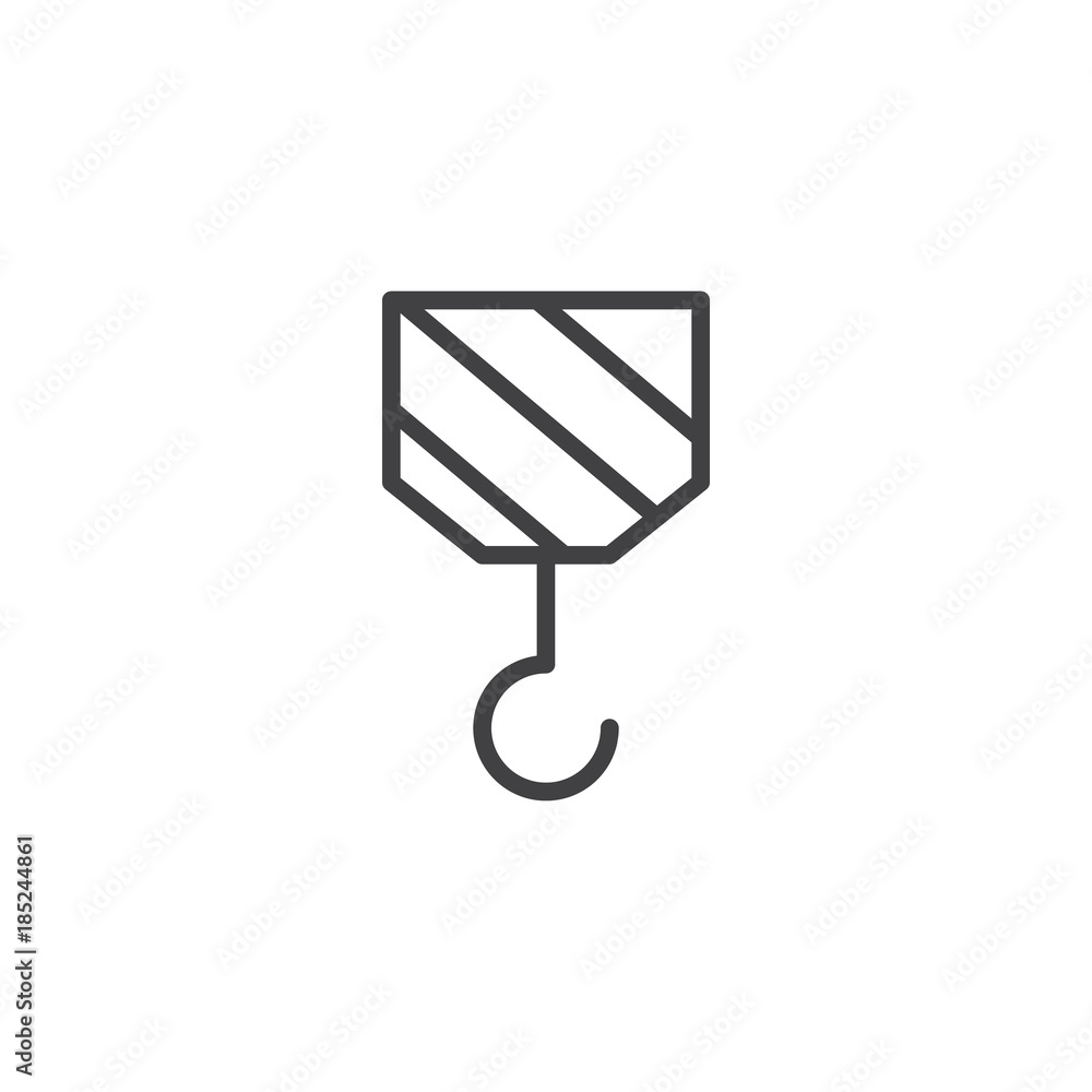 Crane construction line icon, outline vector sign, linear style pictogram isolated on white. Hook symbol, logo illustration. Editable stroke Crane construction line icon, outline vector sign, linear style pictogram isolated on white. Hook symbol, logo illustration. Editable stroke
