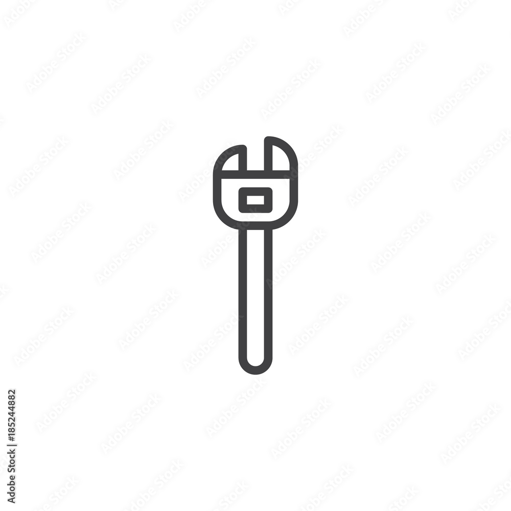 Adjustable wrench line icon, outline vector sign, linear style pictogram isolated on white. Adjustable spanner symbol, logo illustration. Editable stroke Adjustable wrench line icon, outline vector sign, linear style pictogram isolated on white. Adjustable spanner symbol, logo illustration. Editable stroke