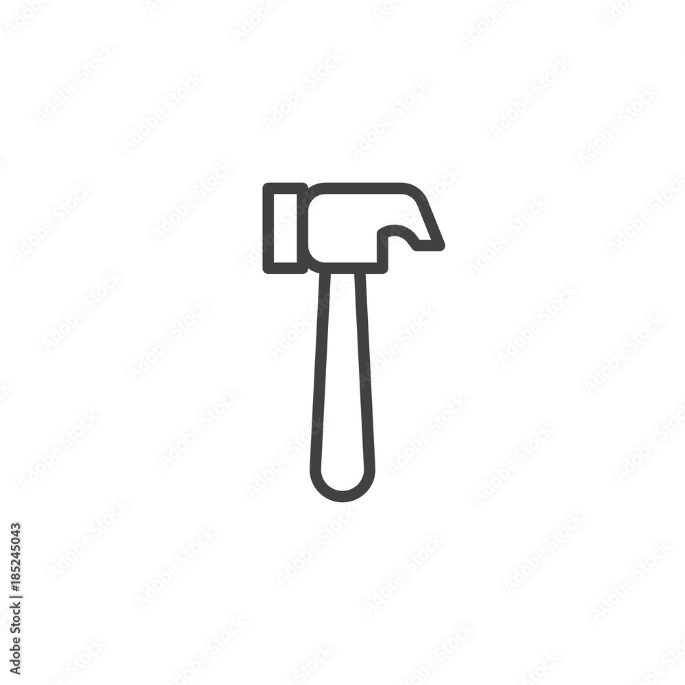 Hammer line icon, outline vector sign, linear style pictogram isolated on white. Mallet symbol, logo illustration. Editable stroke Hammer line icon, outline vector sign, linear style pictogram isolated on white. Mallet symbol, logo illustration. Editable stroke