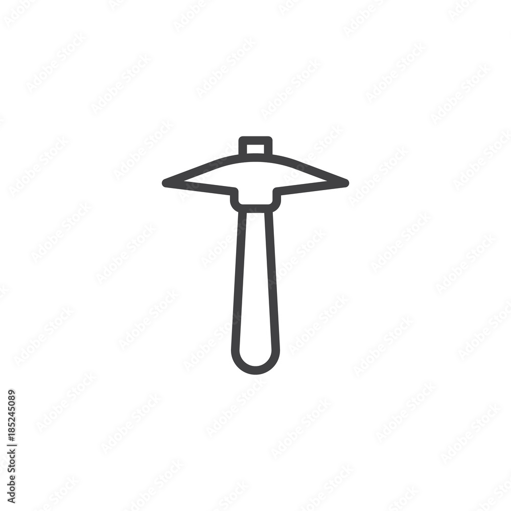 Pick ax line icon, outline vector sign, linear style pictogram isolated on white. Double edged pickaxe symbol, logo illustration. Editable stroke