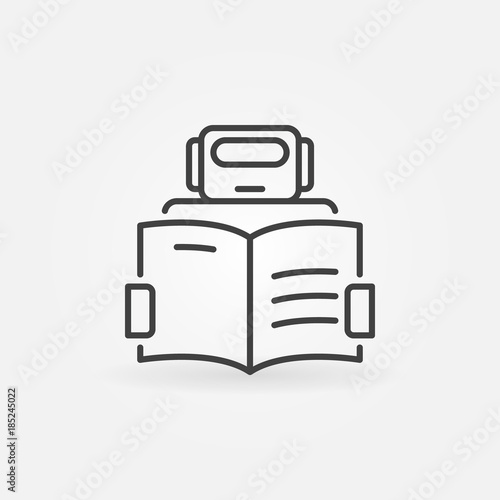 Robot reading a book icon - vector machine learning sign