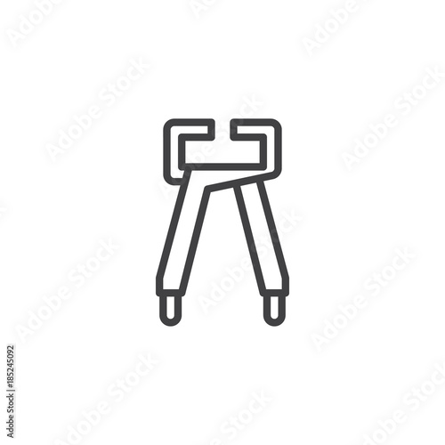 Tongs pliers, pincers line icon, outline vector sign, linear style pictogram isolated on white. Symbol, logo illustration. Editable stroke