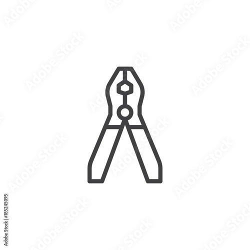 Pliers tool line icon, outline vector sign, linear style pictogram isolated on white. Symbol, logo illustration. Editable stroke