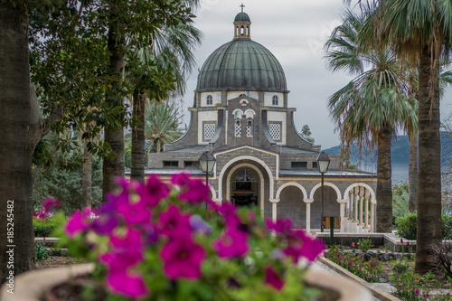 Temple of beatitudes with flowers