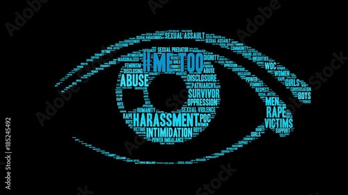 Me Too Word Cloud on a black background. 