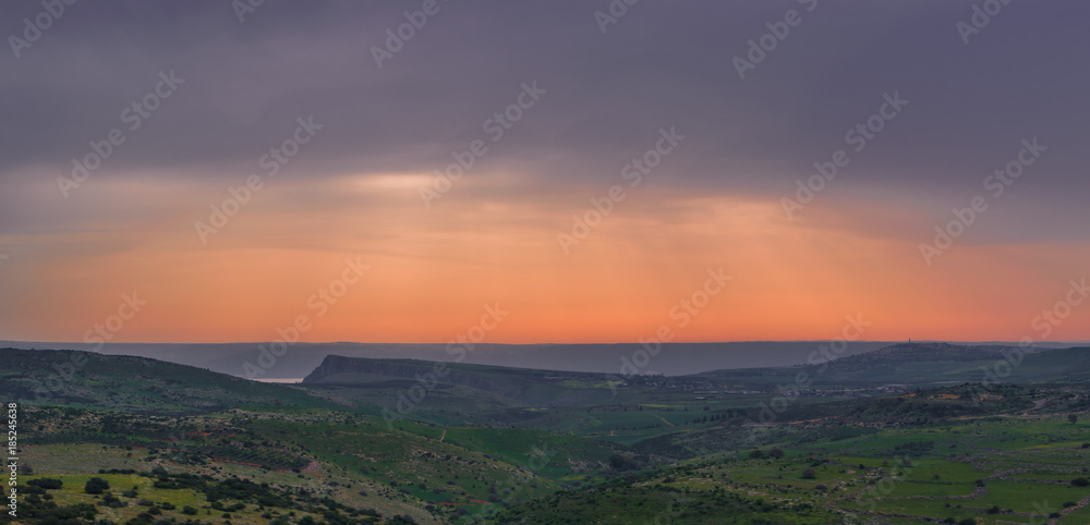 Obraz premium View on the sea of Galilee at sunset
