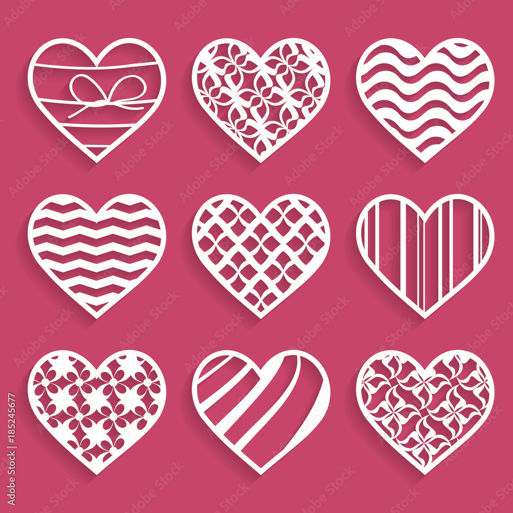 hearts with cutout patterns
