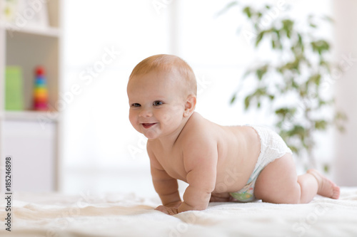 funny baby boy crawling on ...
