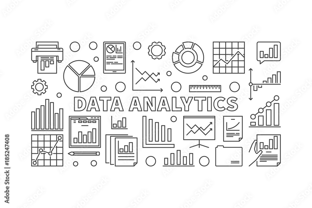 Data analytics concept vector line illustration Data analytics concept vector line illustration