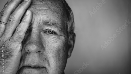 Wallpaper Mural Close up face portrait Older depressed man Torontodigital.ca