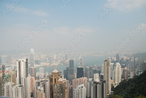 Hong Kong skyscrapers panorama from The Peak hill