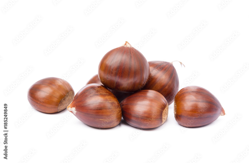 Chestnuts isolated on white background