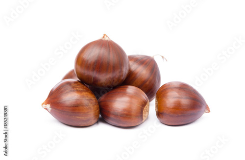 Chestnuts isolated on white background