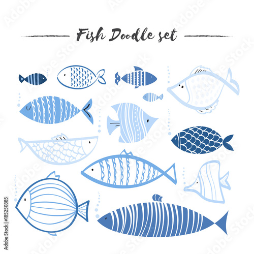Fish doodle set