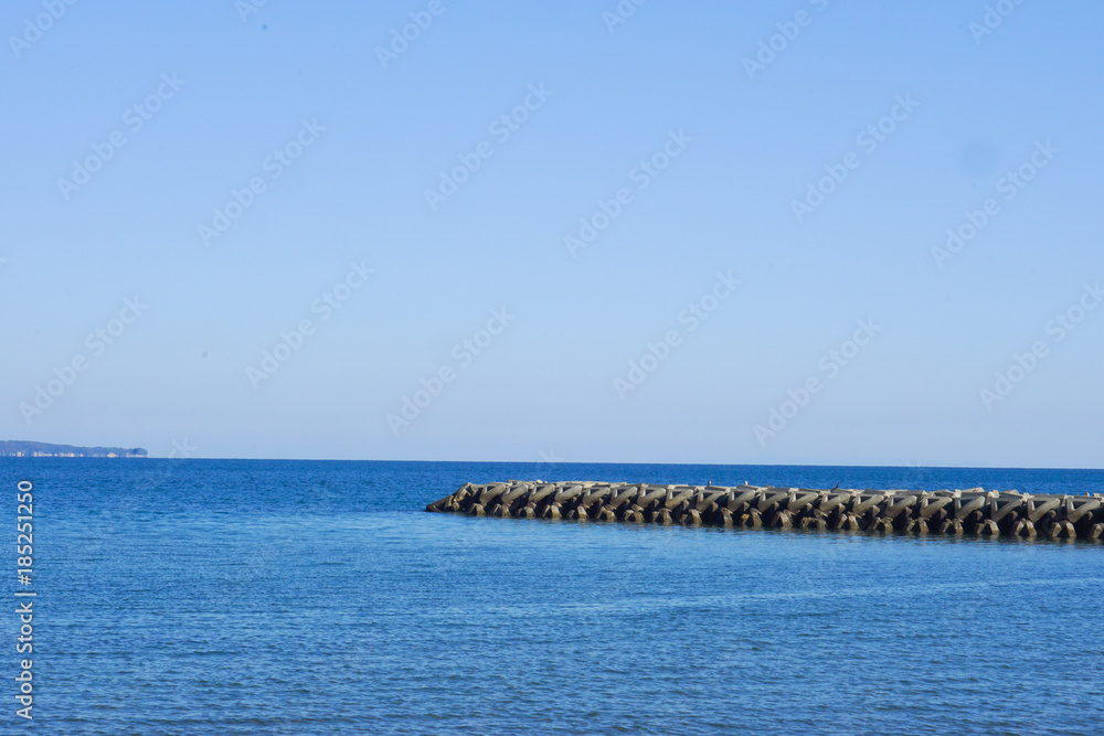 The Beppu beach japan is equipped with tsunami protection. The Beppu beach japan is equipped with tsunami protection.