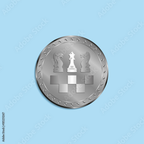 Memorial medal for participating in the chess championship. Vector illustration.