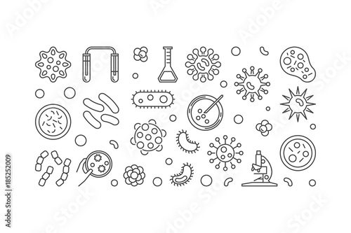Microbe vector illustration made with bacterias and microbes ico