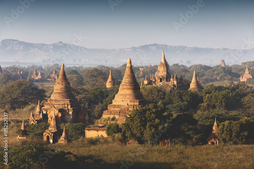 Landscape view with old temples Bagan Myanmar