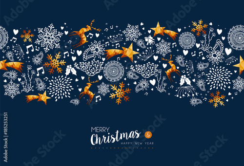 Christmas and new year holiday gold greeting card
