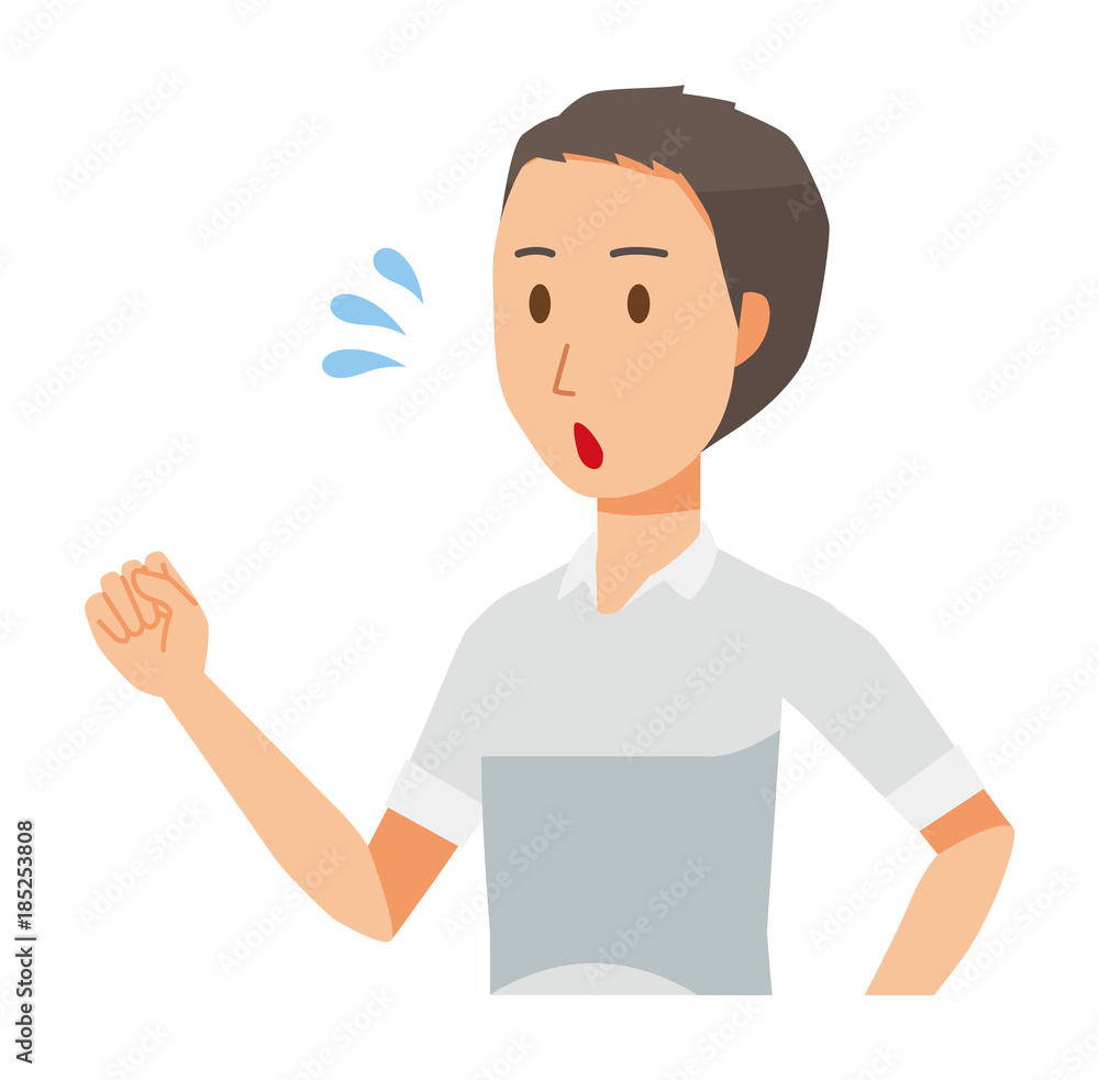 A man wearing a short sleeve shirt is running