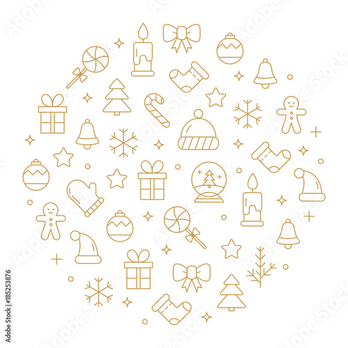 Vector background with different christmas and new year celebration elements.