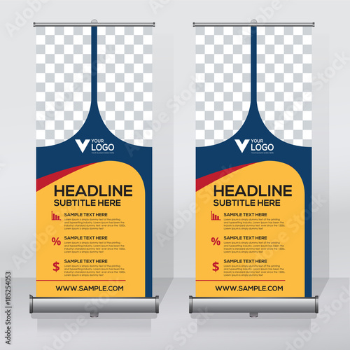 Roll up sale banner design template, abstract background, pull up design, modern x-banner, rectangle size.