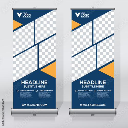 Roll up sale banner design template, abstract background, pull up design, modern x-banner, rectangle size.
