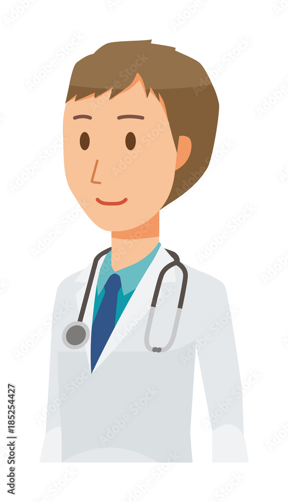 A young male doctor wearing a white suit is walking A young male doctor wearing a white suit is walking