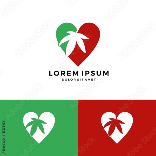 cannabis love logo heart vector download