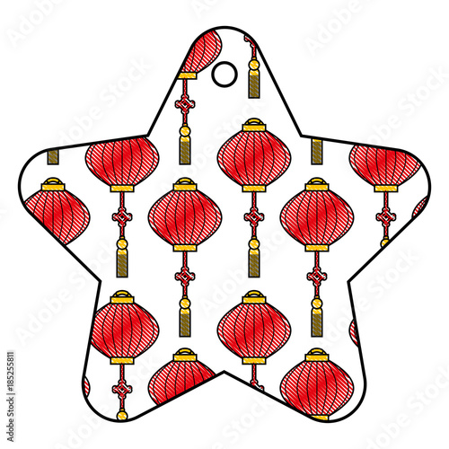 star tag japanese lantern decoration pattern vector illustration