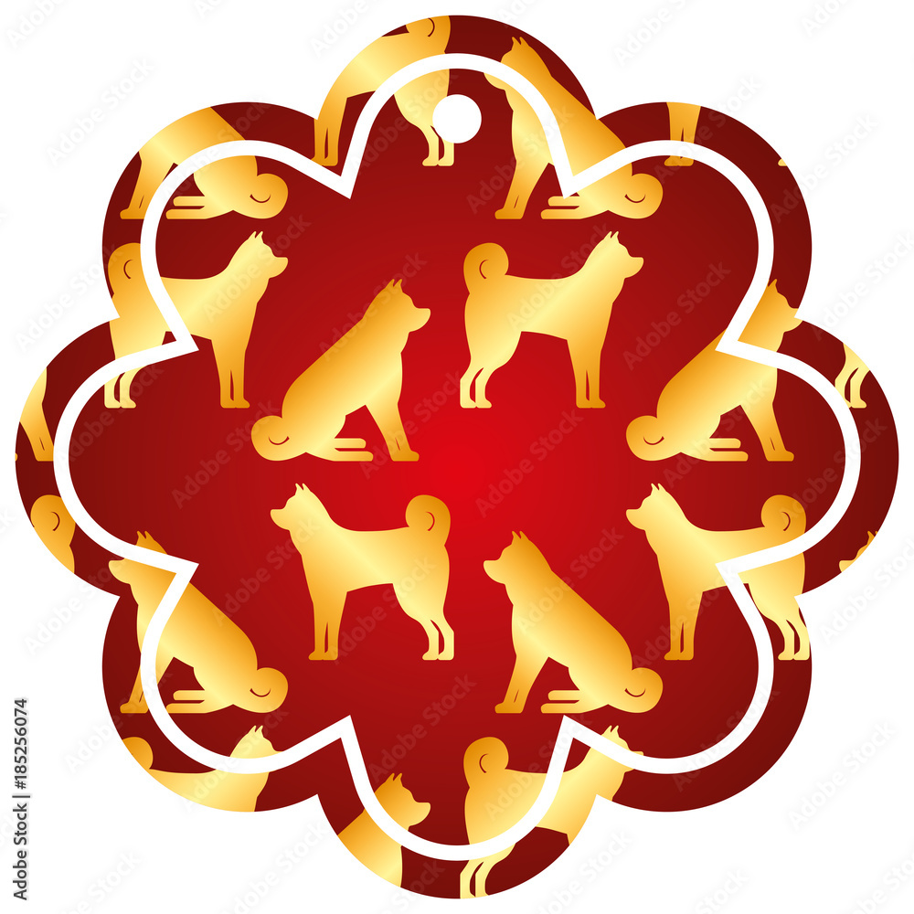 label flower chinese pattern dog zodiac calendar vector illustration label flower chinese pattern dog zodiac calendar vector illustration