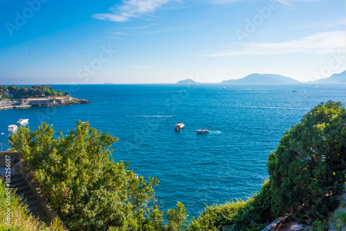 Bay with boats in mediterranean sea, Italy