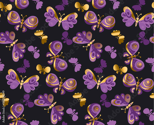 Summer night butterfly vector illustration. Concept luxury natural seamless d...