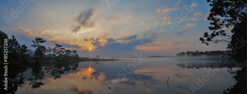 Fototapeta Naklejka Na Ścianę i Meble -  Panorama Sunrise at Phu Kradueng National Park, Thailand, Image is suitable for background computer