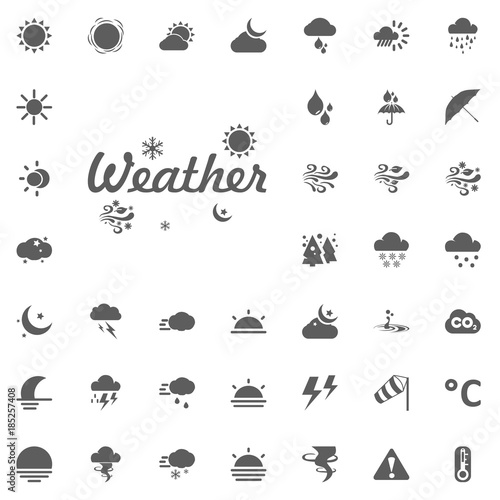 Weather lettering icon. Weather vector icons set