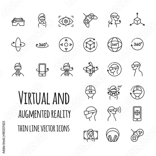 Virtual and augmented reality vector icons set