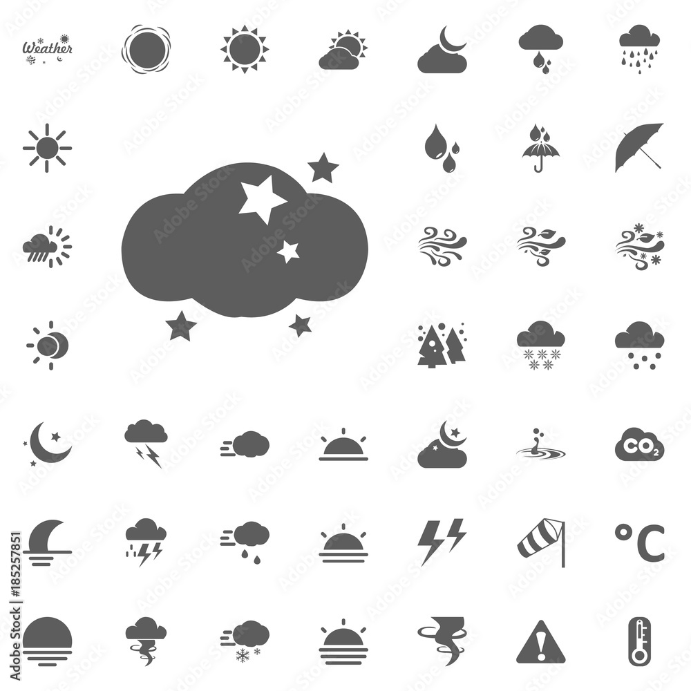 Cloud and star icon. Weather vector icons set Cloud and star icon. Weather vector icons set
