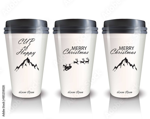Coffee cups to go Vector. Realistic mock up packaging designs, logo design
