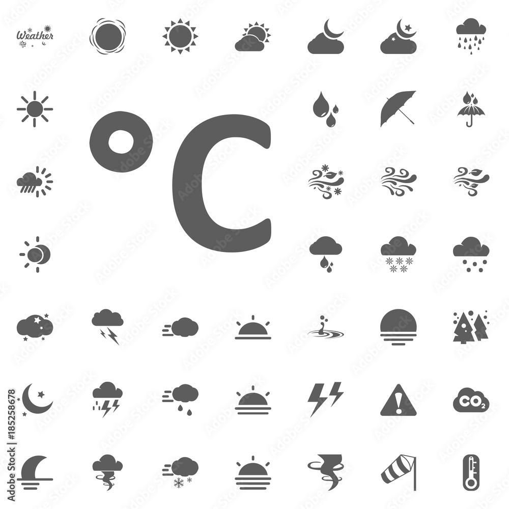 degree celsius icon. Weather vector icons set
