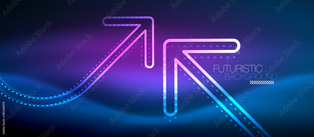 Techno neon glowing arrow background Techno neon glowing arrow background