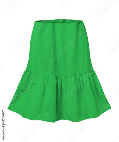 Green striped skirt with flounce isolated on white