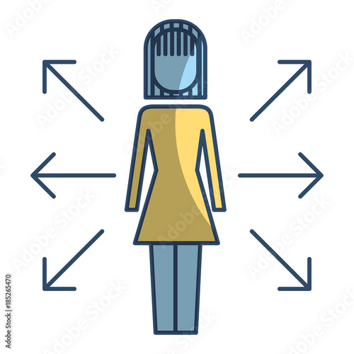 businesswoman options arrows direction choise vector illustration pictogram style