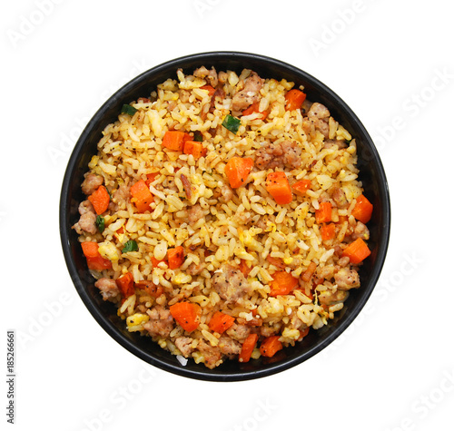 Fried Rice in bowl on white