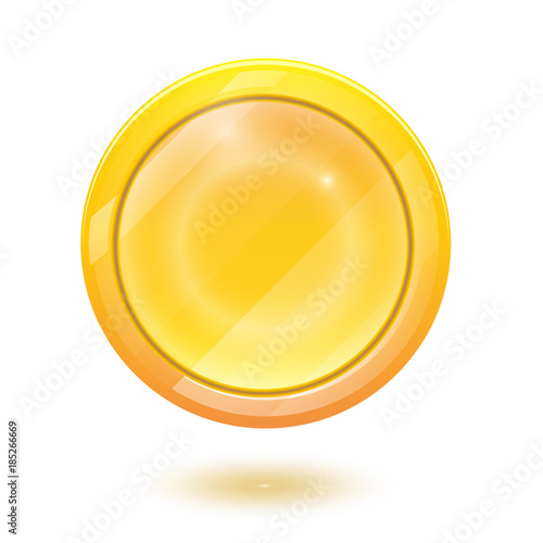 3d realistic gold coin icon. Vector illustration isolated on white background