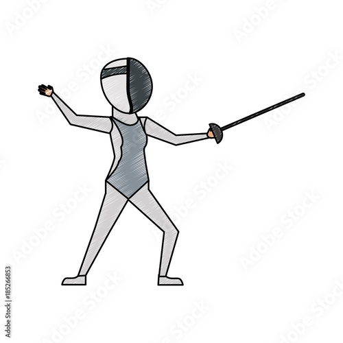 Fencer with rapier cartoon