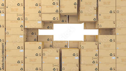 cardboard box 3d render with empty center